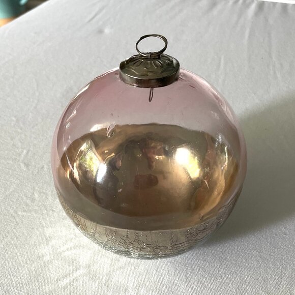 Pier 1 Pink & Silver Crackle Glass Witches Ball-Large Glass Window Ball - Picture 6 of 9